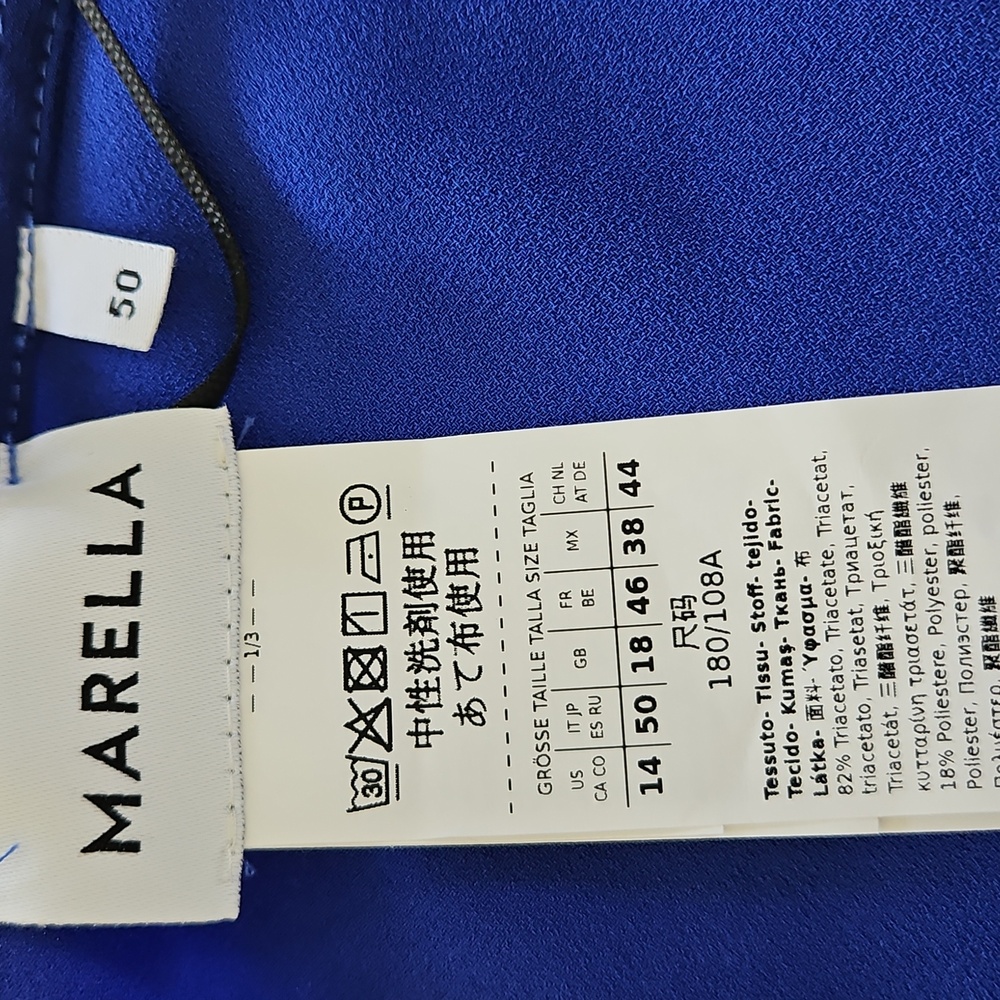 NWT MARELLA Women's Asymmetric Boat Neck Top:Color-Cornflower Blue: Size- 14 - Picture 9 of 16